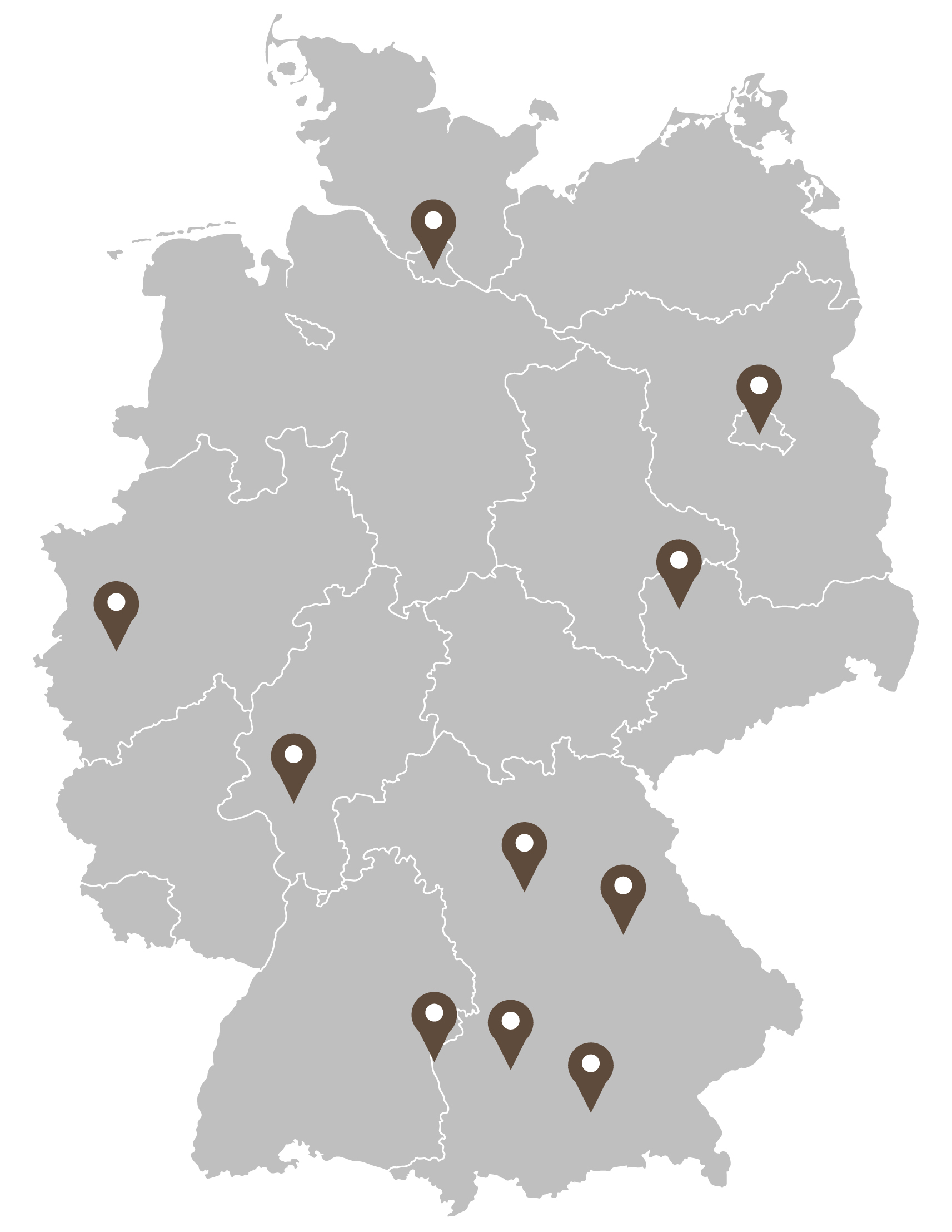 Karte mit allen Standorten des Unternehmens